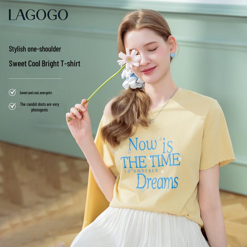 LAGOGO Women s Asymmetric Shoulder T-Shirt S