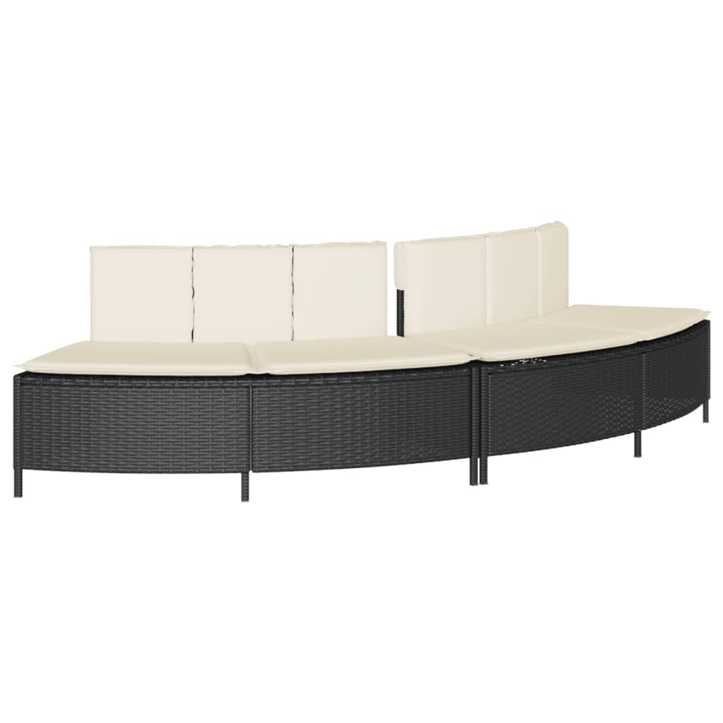 Whirlpoolbänke mit Kissen 2 Stück Schwarzes Poly-Rattan