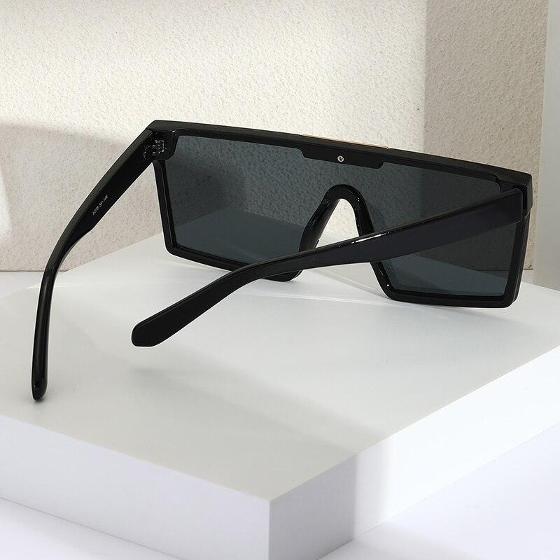 Vintage Male Flat Top Sunglasses Men Brand Black Square Shades UV400 Gradient Sun Glasses For Women Cool One Piece Designer