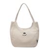 Simple minimalist style large capacity underarm canvas bag 2025 autumn new solid color tote bag embroidered shoulder bag