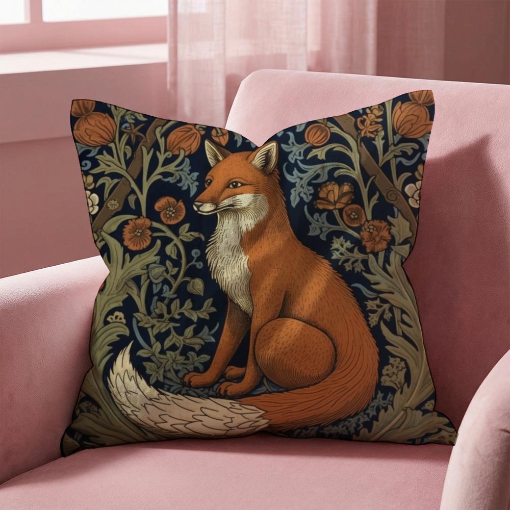 William Morris Art Fox Cushion Cover Multi-Scene Pillow Cover for Home & Car - Reversible, Soft & Durable for Daily Use