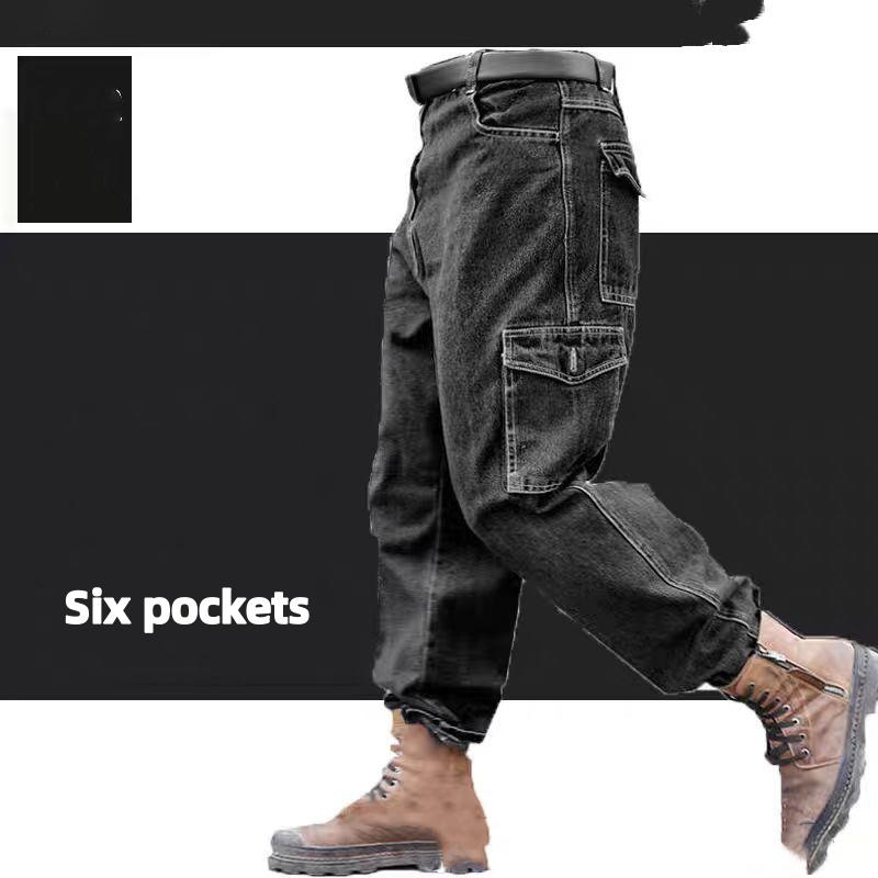 Overalls Pants Men's Clothing Trousers Wear-Resistant Anti-Scald Thickening Cotton Workwear Denim Work Pants Multiple Pockets
