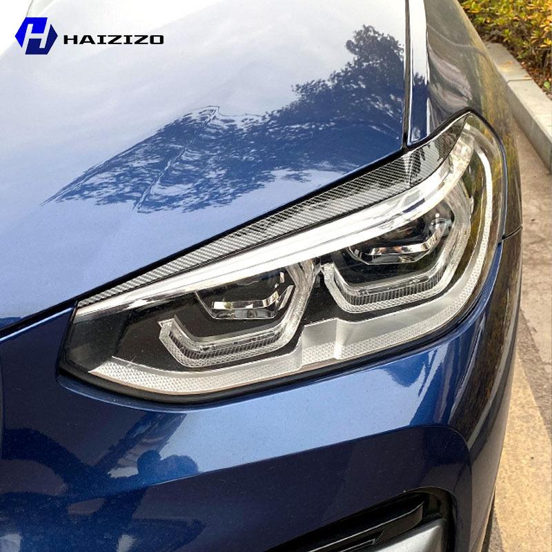 For BMW X3 X4 G01 G02 2018- Car front headlight decoration lamp eyebrow modification carbon fiber accessories external kit