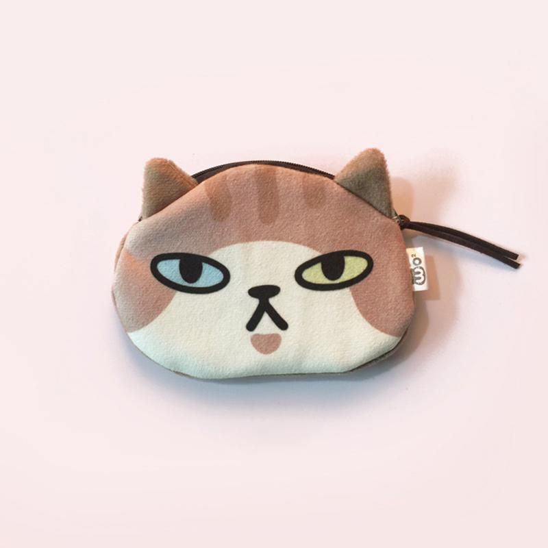 Kawaii Cat Earphone Bags Children Coin Purse Interesting Cat Expression Earphone Data Cable Portable Storage Bag