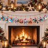 Ocean Theme Christmas Ornaments Wooden Sea Animal Pendants, 2D Flat Themed Cartoon Figures, Decorative Winter Party Hanging Decorations Banner