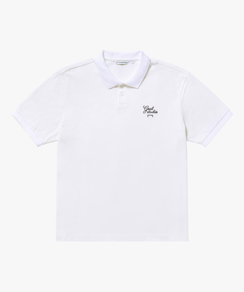 GOALSTUDIO Script Pique Polo Shirt-Off White