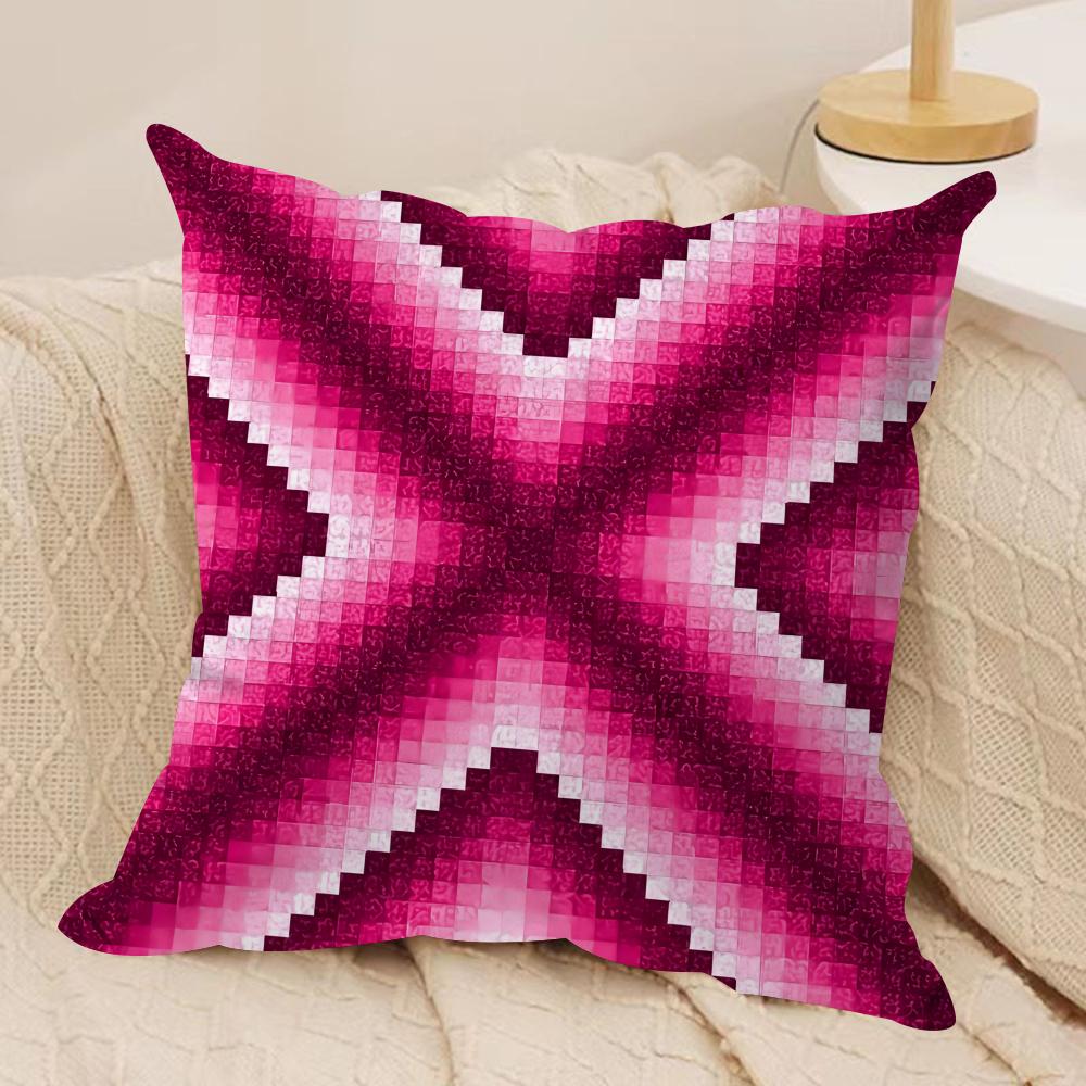 pink diamond pattern Cushion Cover Soft Plush Fabric DoubleSided Printed Cushion Covers for All Seasons Modern HomeDecor Gift