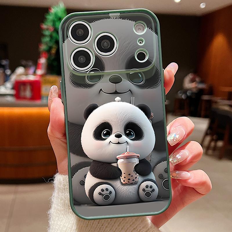 Milk Tea-drinking Panda Case For iPhone 17 Pro Max Magnetic For Magsafe Skin Feeling Cover For iPhone 16 15 14 13 Pro Max