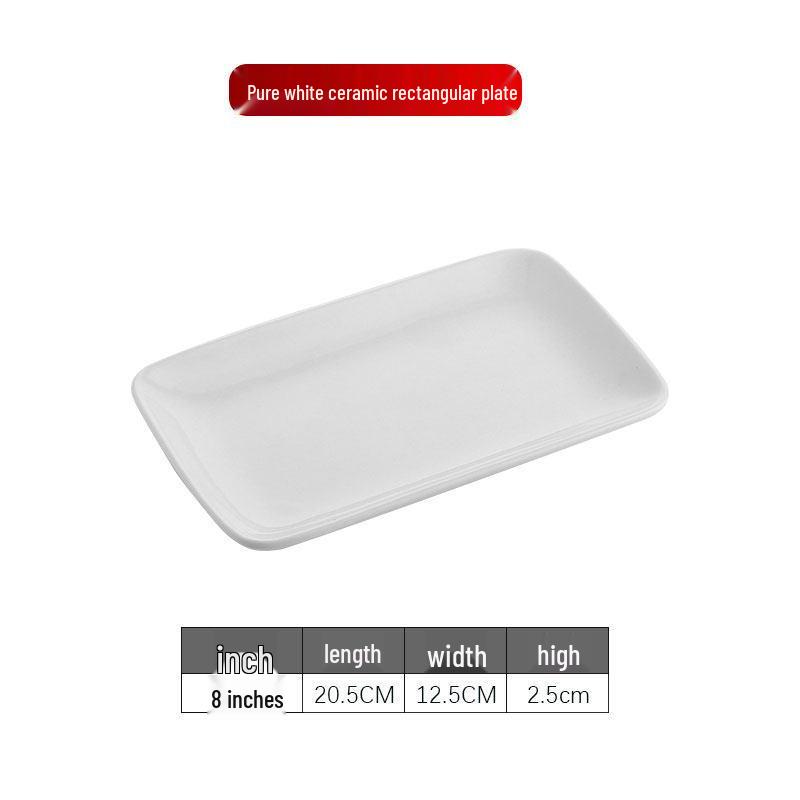 

Ceramic Rooster Rectangular Plate for Rice, Barbecue, Hot Pot, and Sushi - Pure White Creative Design