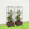 Planter With Trellis Wheels With Drainage For Growing Vegetables Flowers Herbs 40x40x165 Cm Brown