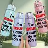 1PC I Am Treasured Auntie Quote 750ml Color Plastic Sports Water Bottle Leakproof Flip Straw Lid Suitable for Sports Office Home Use