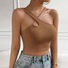 Women's Summer Slim Cutout Waffle Ultra Short Camisole Tank Top