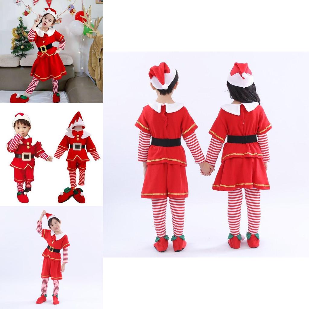 Fashionable Christmas Elf Outfit With Santa Belt Toddler Cosplay Costume