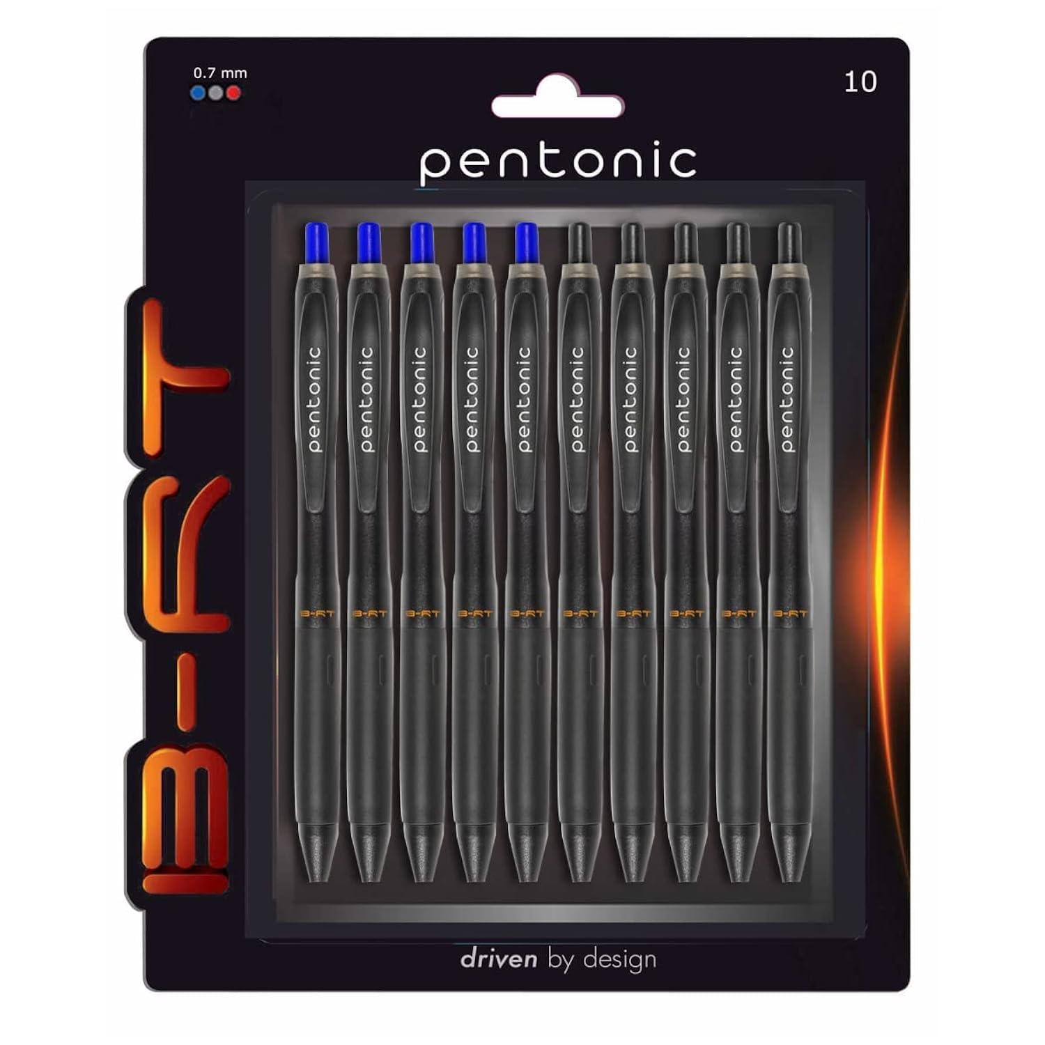 

Pentonic B-RT 0.7mm Retractable Ball Pen Blister Pack Blue & Black Ink for Office, School & Home Use, Pack of 1 X 10pcs