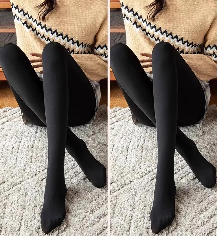 Verdicken Sie Thermo-Strumpfhosen Leggings Damen Winter Fleece Samt Thermo Strümpfe Hohe Taille Elastische Schlank Sexy Durchscheinende Strumpfhosen