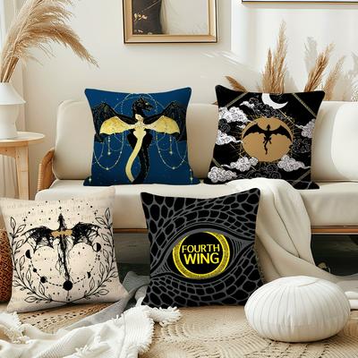 Book Dragon Cool Art F-Fourth W-Wing Cushion Cover Soft Pillow Case For Sofa Living Room Home Office Decor Protective Covers