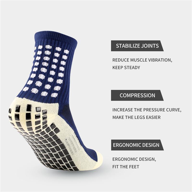 Men's Anti-slip Towel-soled Sports Socks with Glue Dispensing, Mid-calf Football Socks