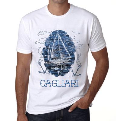 Herren Vintage T-Shirt Grafik T-Shirt Ship Me to Cagliari Weiß