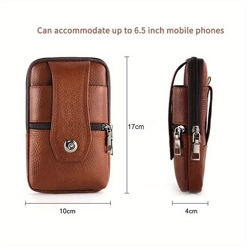 Men Waist Bag Large Capacity Belt Bag Brown Shoulder Bags Crossbody Bags Multi-layer Buckle Mobile Phone Bag Bum Pouch