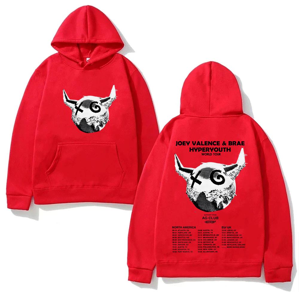 Joey Valence 2025TOUR Mode Kapuzenpullover mit Tasche Grunge Bequeme Sweatshirts Langarm Gothic Kleidung Moletom Punk Weicher Kapuzenpulli