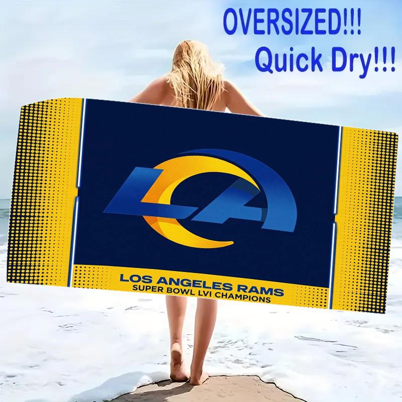 Los Angeles Rams Print Beach Towel, Large Soft Quick Dry Towel for Beach Camping Swimming