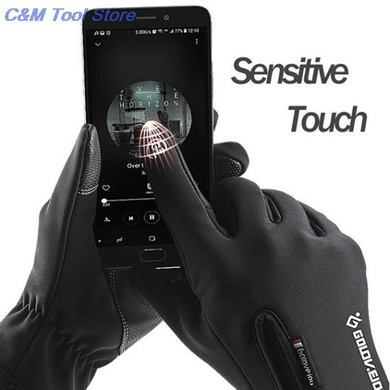 1 Pair Outdoor Winter Gloves Waterproof Moto Thermal Fleece Lined Resistant Touch Screen Non-slip Motorbike Riding