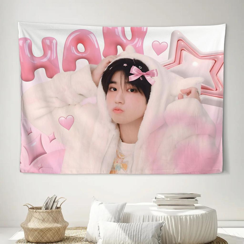 1pc Kpop Idol Pink Tapestry Polyester 2D Wall Hanging Cute Room Decor for Bedroom Living Room Ideal Fan Gift Birthday Prese