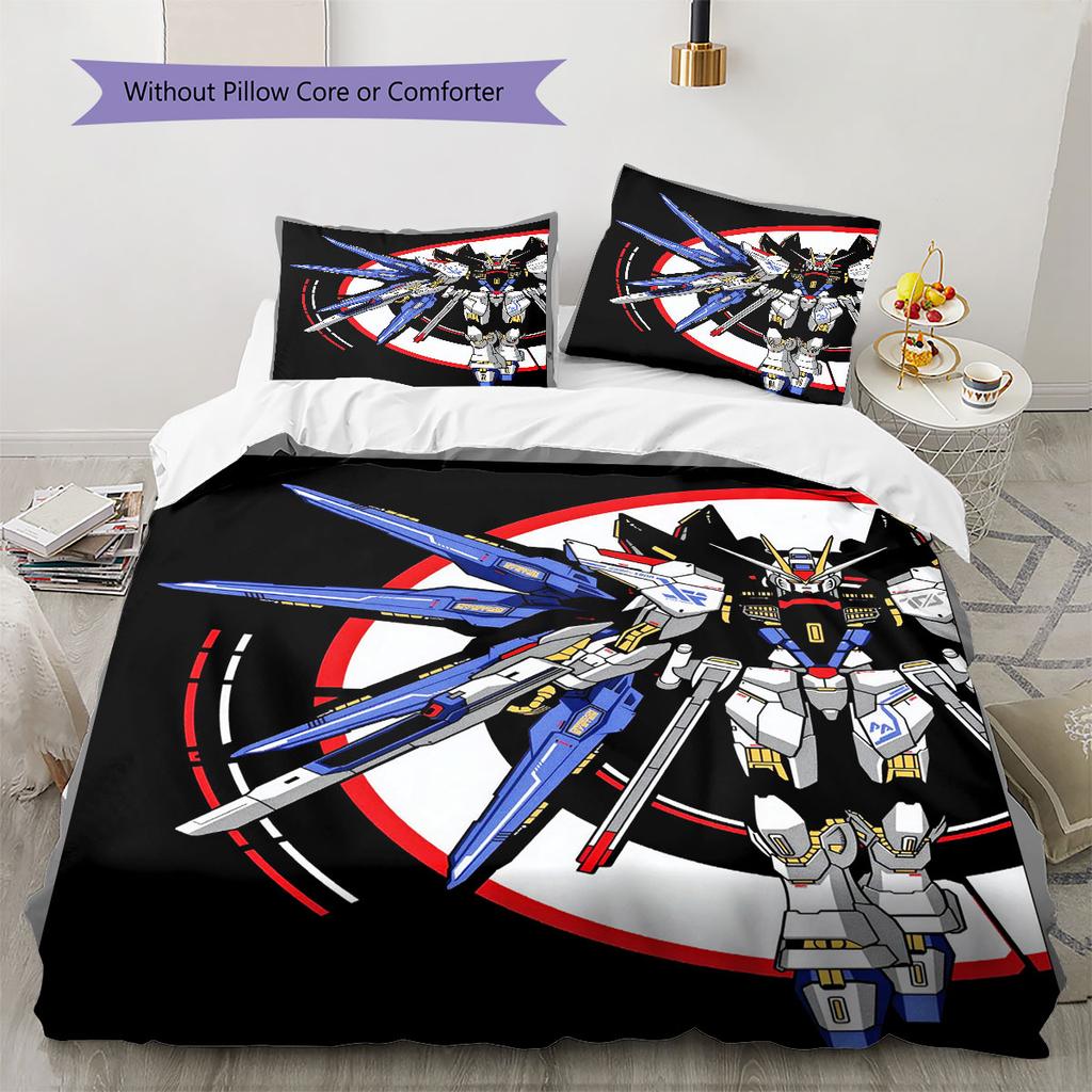 Cool Gundam Pattern Bedding Set 3Pcs Printed Duvet Cover Set Boys Bedroom Bed Set No Sheet No Comforter Core