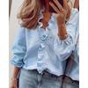 Long-Sleeved Ruffled Shirt for Women Long Sleeves Ruffles V-neck Shirt Shirt