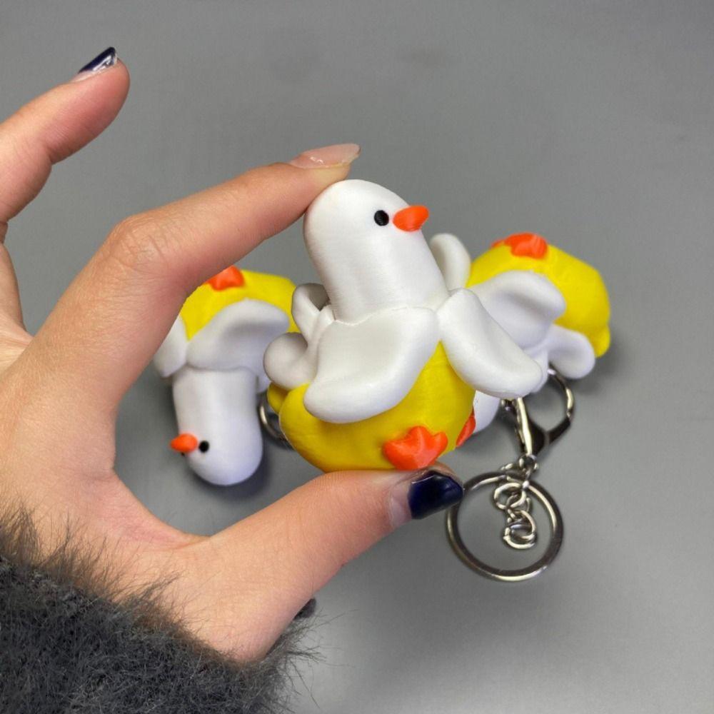 Wear-Resistant Clicker Toy Keychain 3D Printed Banana Duck Keychain Mini Fidget Toy  Students