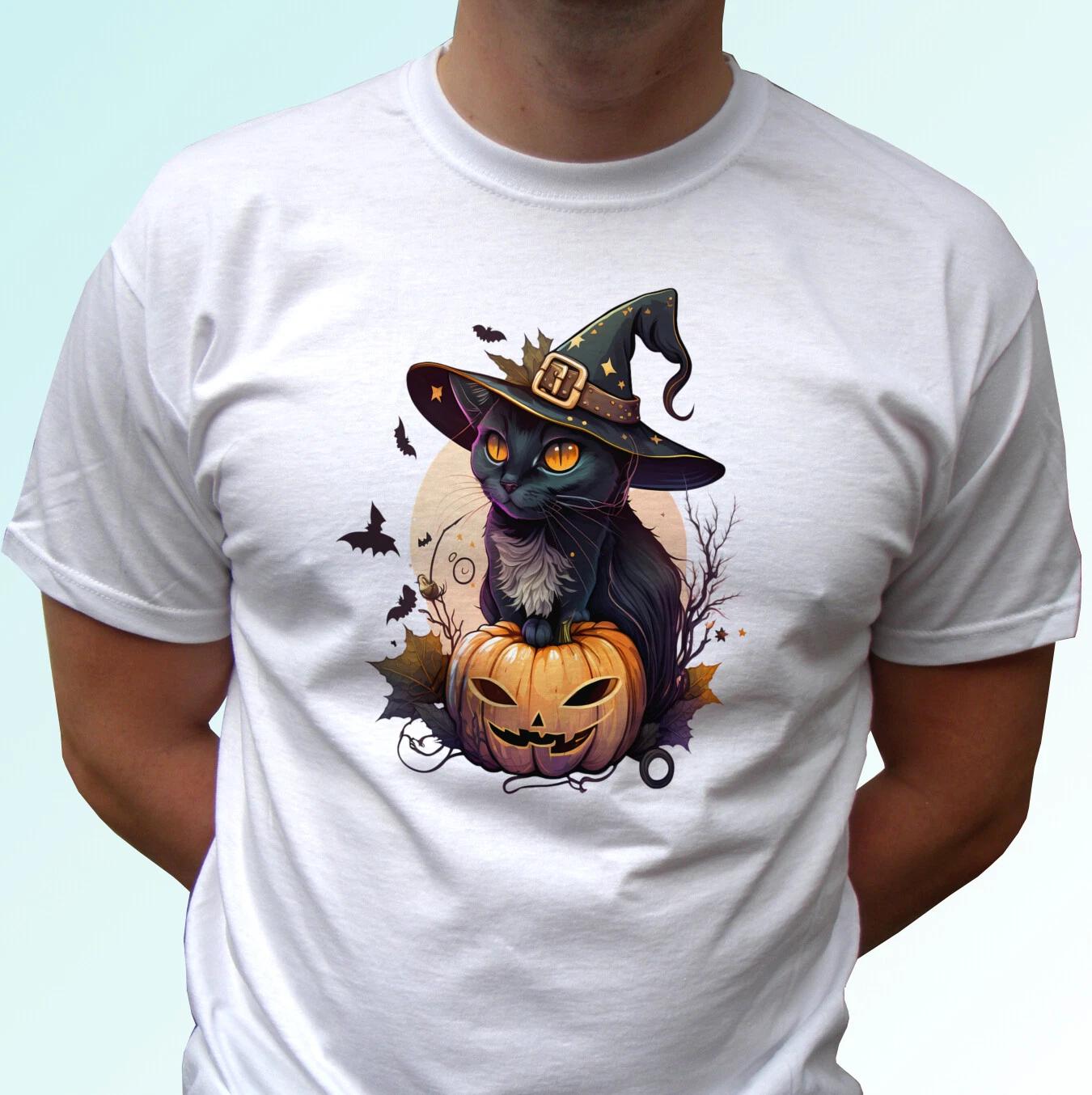 

Black Cat kids boys T-Shirt tee halloween top pumpkin gift s s kids baby sizes 140