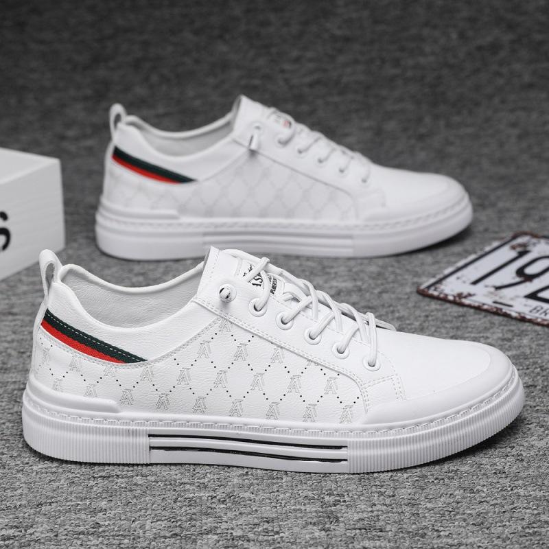 

2025 new board shoes casual sports men s shoes spring and summer trend breathable versatile leather shoes men s flat white shoes 39 білий