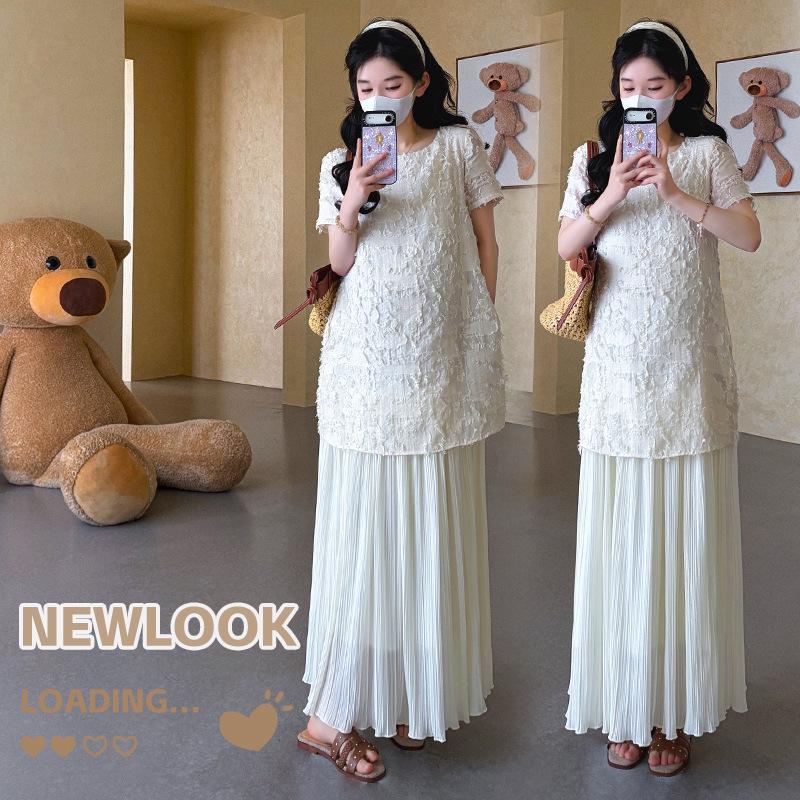 2026 New Summer French Loose Round Neck Maternity Dress 2XL