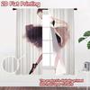 2D FLAT PRINTING 2pcs Curtains (Without Rod) Elegant Ballerina Dancing Fashionable Chic Curtains Prints Light Filtering Curtains