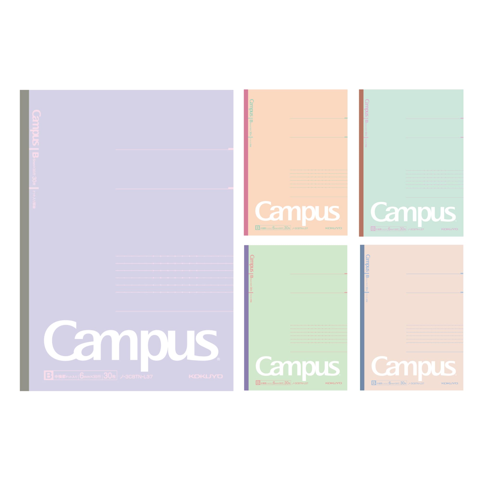 

KOKUYO Campus B5 Limited Edition Mineral Color Notebook, size, Dot-ruled, 5-Pack (NO-3CBTN-L37X5)