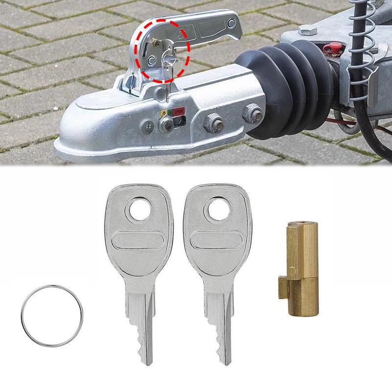 1set Plug-In Lock Ball Hitch Trailer RV Coupling Lock Anti-Theft Lock Clutch Lock Cover Connector With 2 Keys Replacement Part Thread Lock3