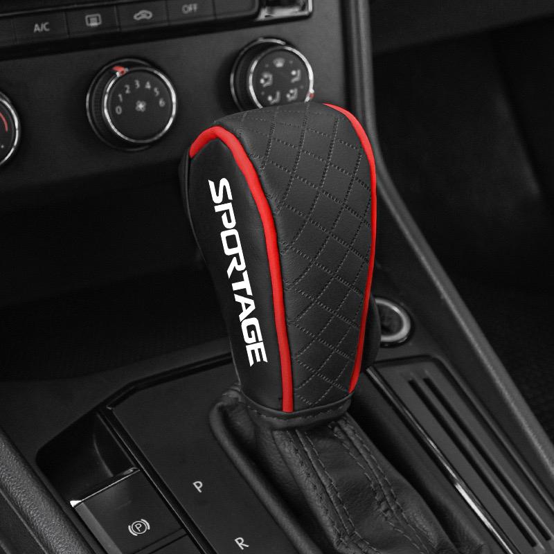 Leather Car Gear Shift Knob Cover Gear Shift Non-Slip Grip Handle Case For Kia Sportage 3 4 QL 2005-2020 2021 Accessories