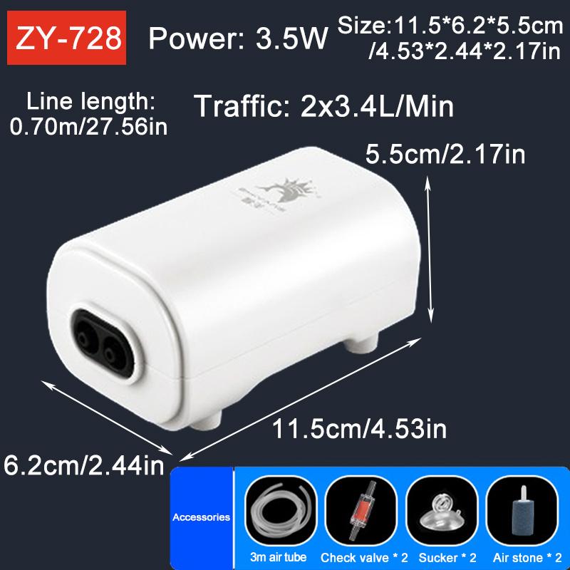 

Бесшумный аквариумный воздушный насос Воздушный компрессор Кислородный воздушный насос Двойной выход Регулируемый объем воздуха Аэратор для аквариума 220В 3,5Вт 8Вт