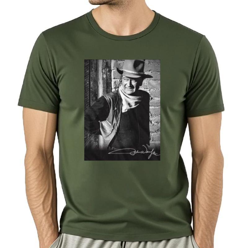 Camiseta De Unisexga Corta Para Adulto Camisa Con Firma En Blanco Y Negro De John Wayne