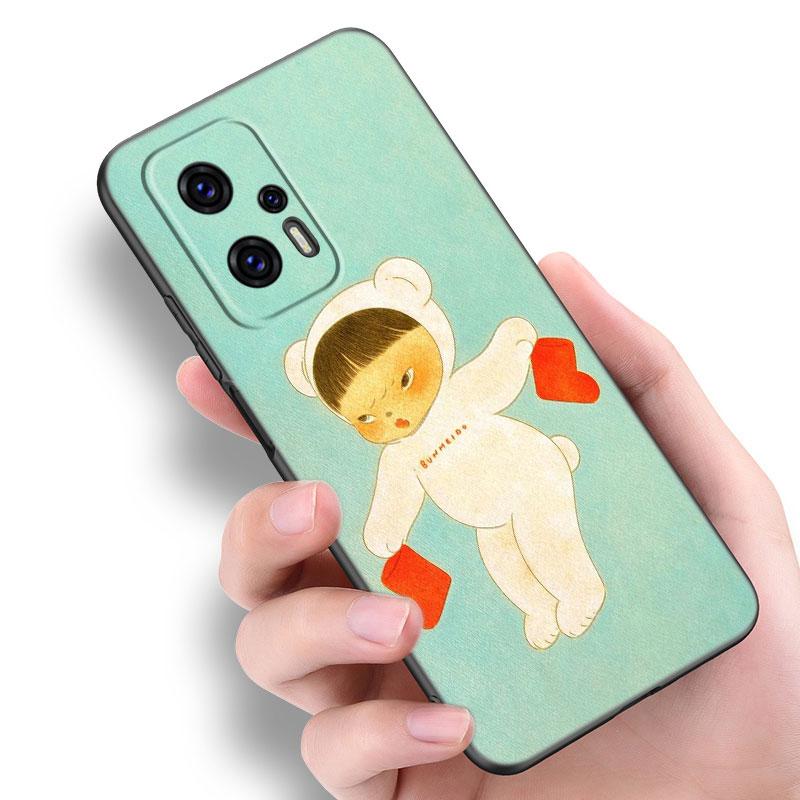 Aya Takano Konst Telefonskal För Xiaomi POCO F2 F3 M2 M3 M4 X3 X4 Pro NFC F4 GT 5G F1 X2 C3 C31 C40 M5S Mjuk TPU Svart Skal