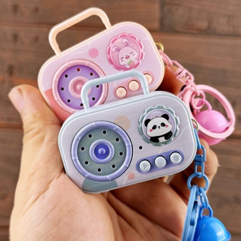 Vintage Kreskówkowy Odtwarzacz Muzyczny Brelok Wisiorki Ozdoby Z Funkcją Odtwarzania i Nagrywania Muzyki Do Codziennego Użytku