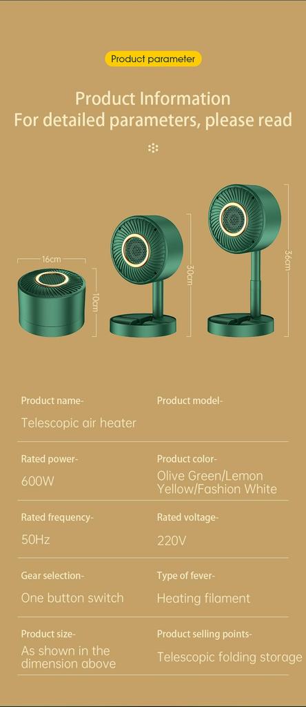 Electric Heater Fan Fast Heating Space Heater Fan Portable Household Electric Heater Home Appliance for Bedroom Heating