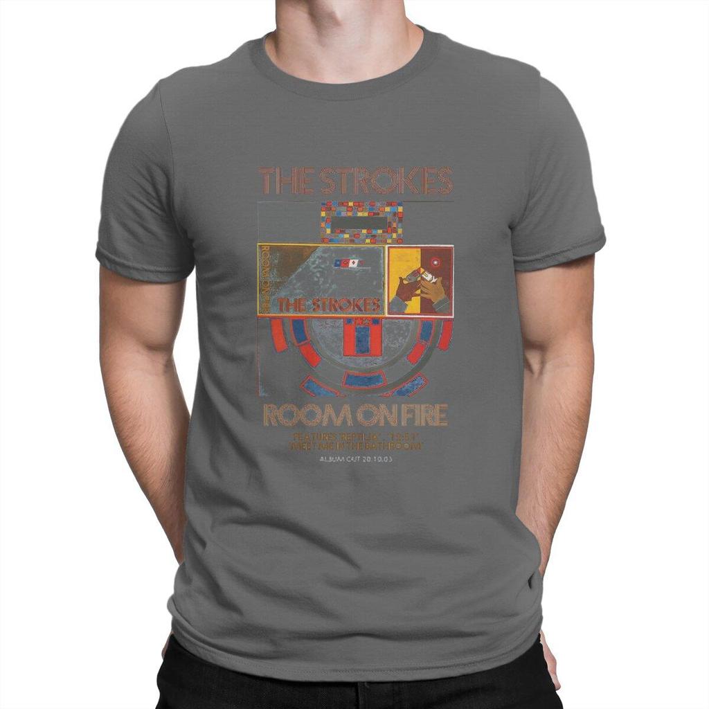 Men's Room T-shirts The Strokes A Word Cotton Men Clothing Male Vintage Men T Shirts Summer Tops Tees Adult Oversized T-Shirts