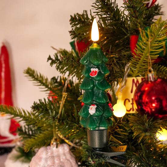 6 Pcs LED Flameless Tree Taper Candles with Remote 5.12" Real Wax Flickering Candles with 3D Flame Wick Battery Operated Candlesticks for Holiday