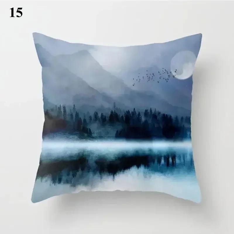 Luxury Home Decor Pillow Cover Living Room Sofa Cushion Cover Mountain Forest Pattern Cushion Cover