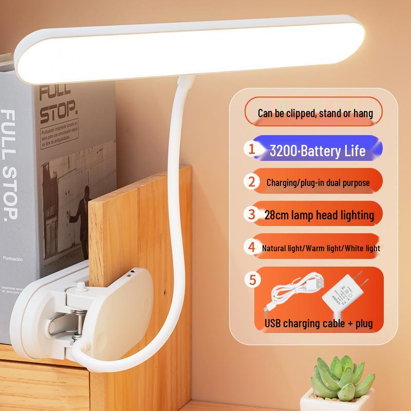 LED Clip-On Desk Lamp: Dual-Power for Bedroom, Study, or Dorm.