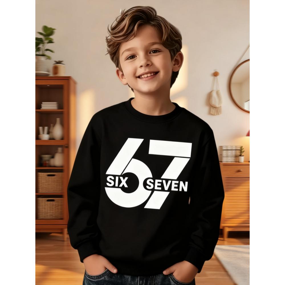 6 7 Meme Kids Sweatshirts Funny Digital Graphic Hoodie Casual Long Sleeve Top Loose Comfortable Streetwear Fashion Boys Clothes