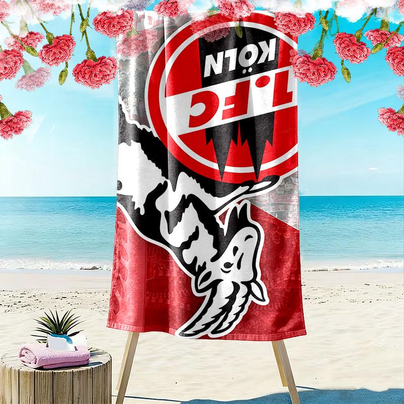 1. FC Köln Players Print Beach Towel, Large Soft Quick Dry Towel for Beach Camping Swimming