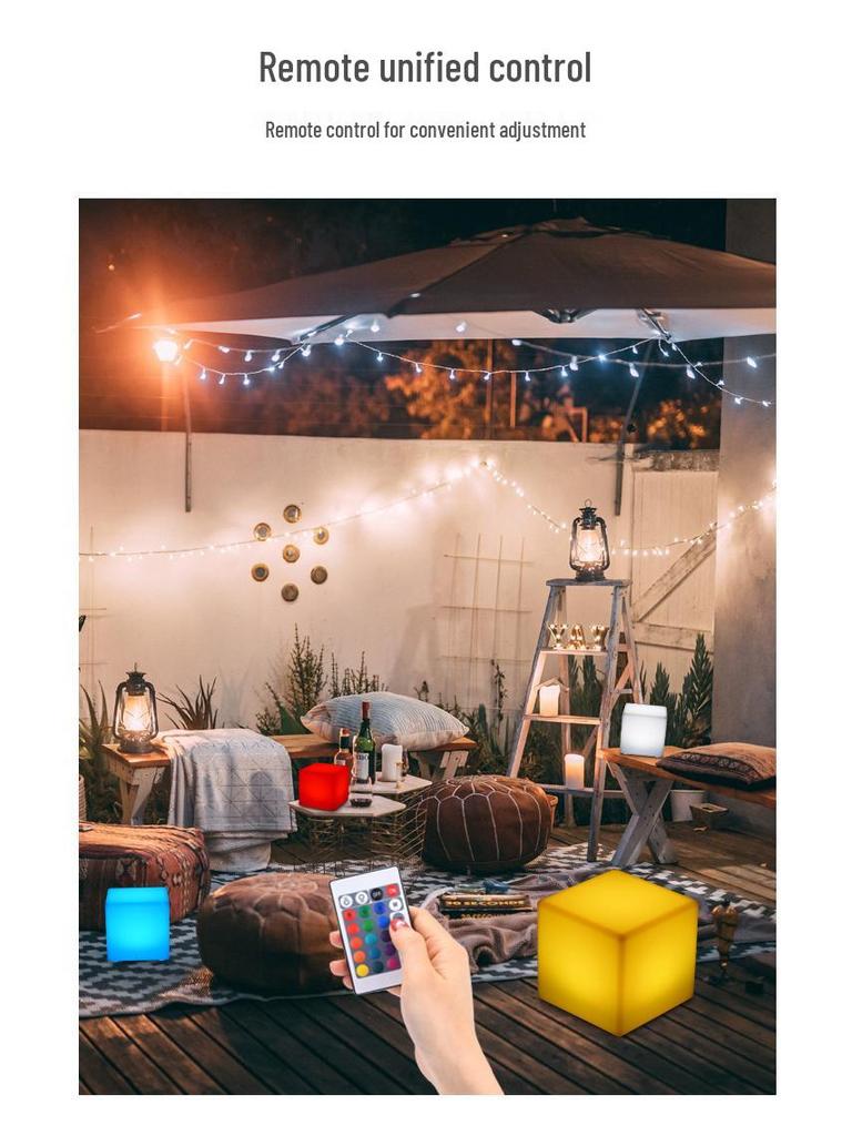 Seven-Color LED Luminous Cube: Night Light Stool & Outdoor Courtyard Lamp