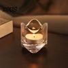 Decorative Candle Cup Glass Holder, Irregular Rippled Tealight with Crystal Clear Thickened Glass, Minimalist Heat Resistant Romantic Desk